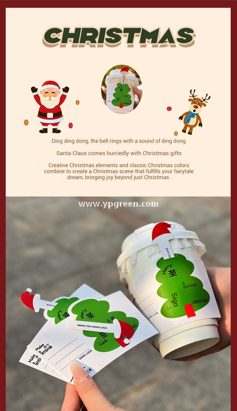 400ml 500ml White Hollow Coffee Cup with Customized Christmas Sleeves – 12oz 16oz Disposable Paper Cup Manufacturer