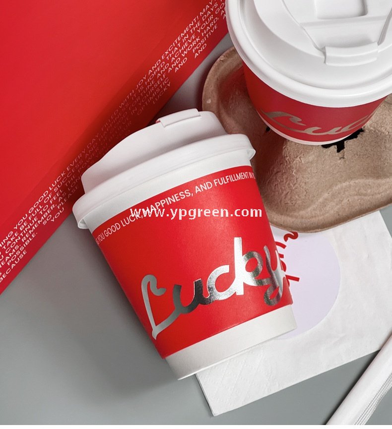 10oz Red Hot Stamping Silver Hollow Paper Cup | 330ml Disposable Coffee Cup | Double Wall Insulated Takeaway Cup