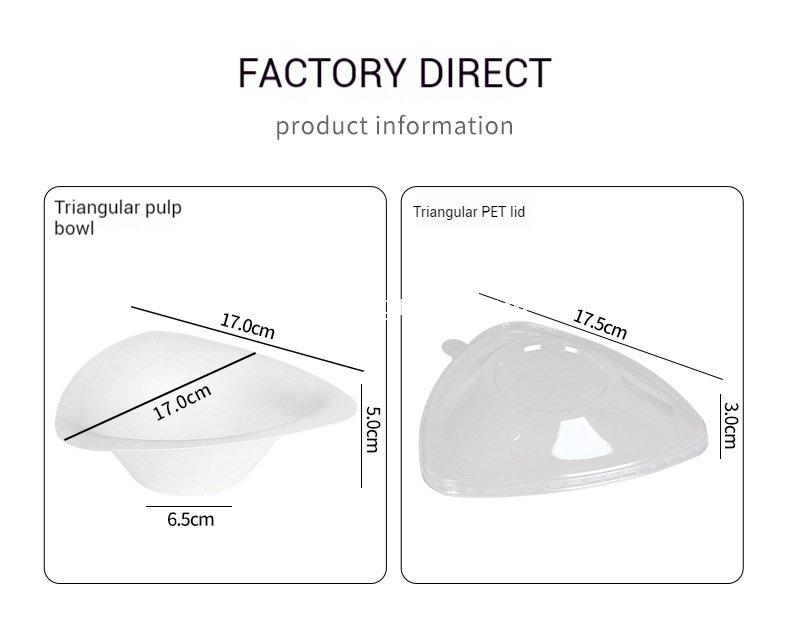 400ml Biodegradable Triangle Pulp Dessert Bowl Disposable Eco-Friendly Ice Cream Salad Yogurt Container