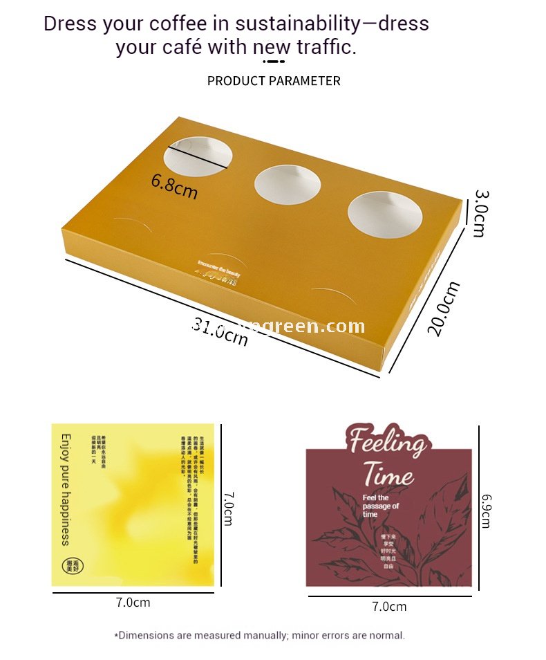 Yellow Creative Paper Cup Tray | 3-Cup Coffee & Milk Tea Holder with Card Slot - Wholesale Prices, Factory Direct