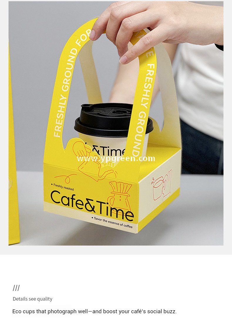 Hot & Cold Drink Cup Set | 330ml Yellow Tactile Paper Cup + 500ml PET Clear Cup