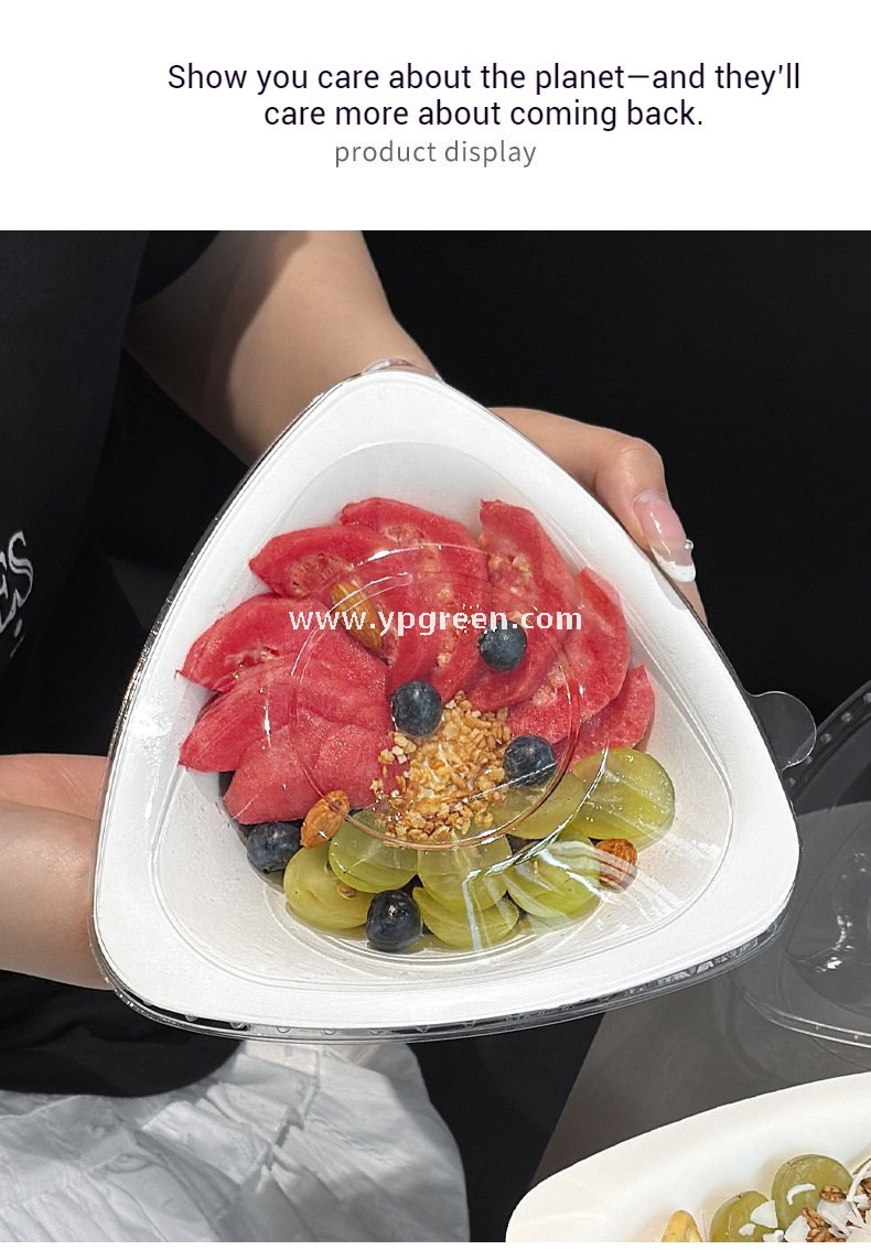 400ml Biodegradable Triangle Pulp Dessert Bowl Disposable Eco-Friendly Ice Cream Salad Yogurt Container