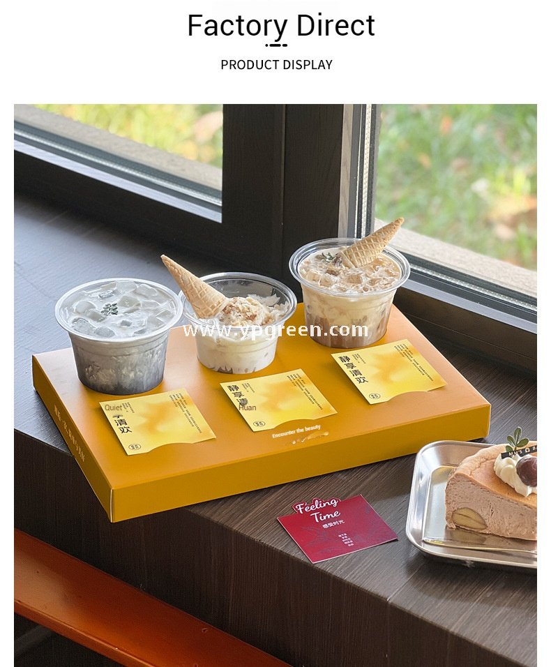 Yellow Creative Paper Cup Tray | 3-Cup Coffee & Milk Tea Holder with Card Slot - Wholesale Prices, Factory Direct