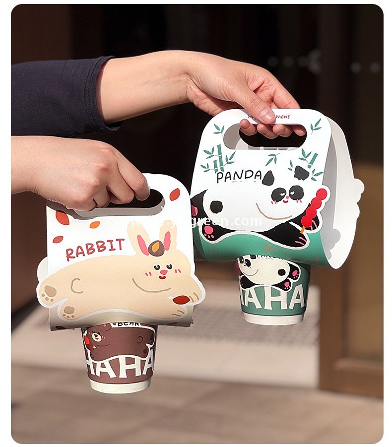 330ml Panda & Bear Hollow Paper Cup | Cute Coffee & Milk Tea Packaging