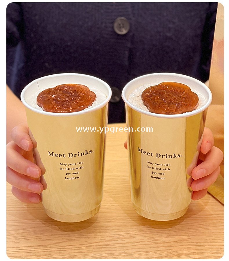 Black & Gold Hot Stamped Tea Cup | Double-Layer Cardboard Coffee Cup | Premium Disposable Packaging