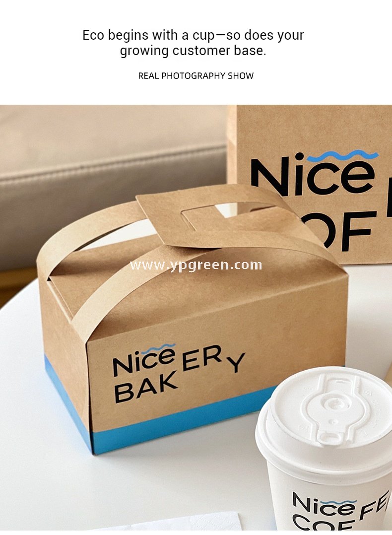 400ml 8oz Double-Laminated Coffee Paper Cup + Original DuPont Handbag + Kraft Paper Box + Laminated Triangle Bag