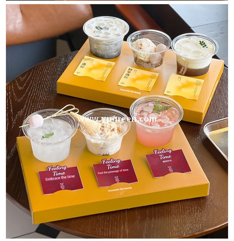 Yellow Creative Paper Cup Tray | 3-Cup Coffee & Milk Tea Holder with Card Slot - Wholesale Prices, Factory Direct