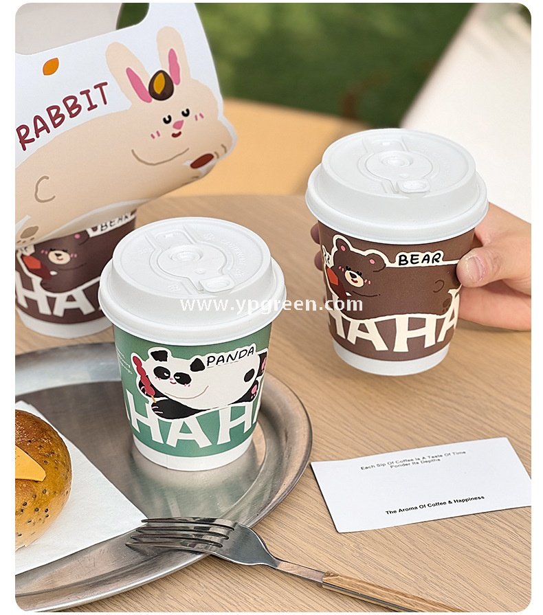330ml Panda & Bear Hollow Paper Cup | Cute Coffee & Milk Tea Packaging