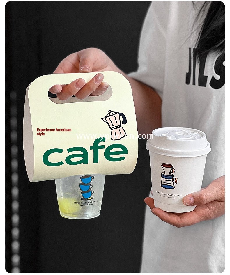 12oz PET Clear Cup + White Utensils Coffee Paper Cup | Flat Oil-Proof Back-Sealed Bag & Single/Double Cup Carrier