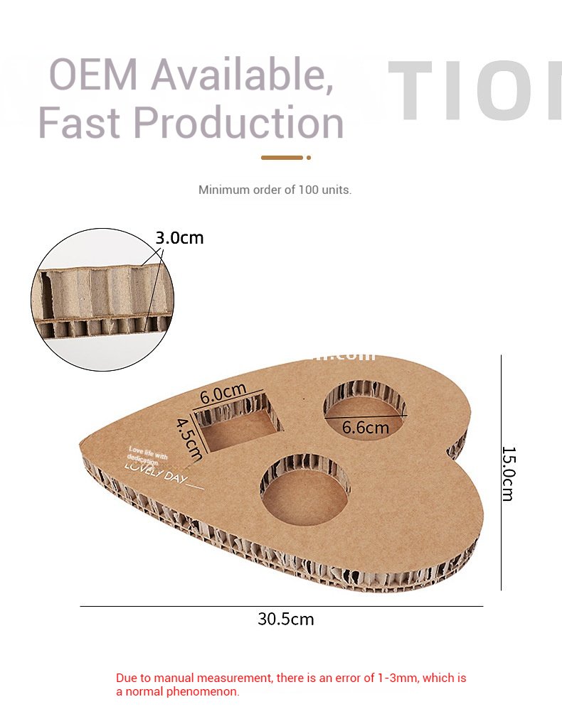 Heart-Shaped Honeycomb Paper Cup Holder | Corrugated Coffee Combo Tray | Disposable Milk Tea & Exhibition Tasting Cup Display with Custom Printing