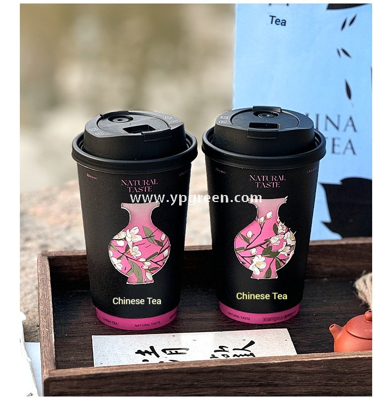 16oz 550ml Rotating Paper Cup | Hot Stamping & Hollow-Cut Coffee Cup | Premium Disposable Creative Cup with Custom Logo Printing