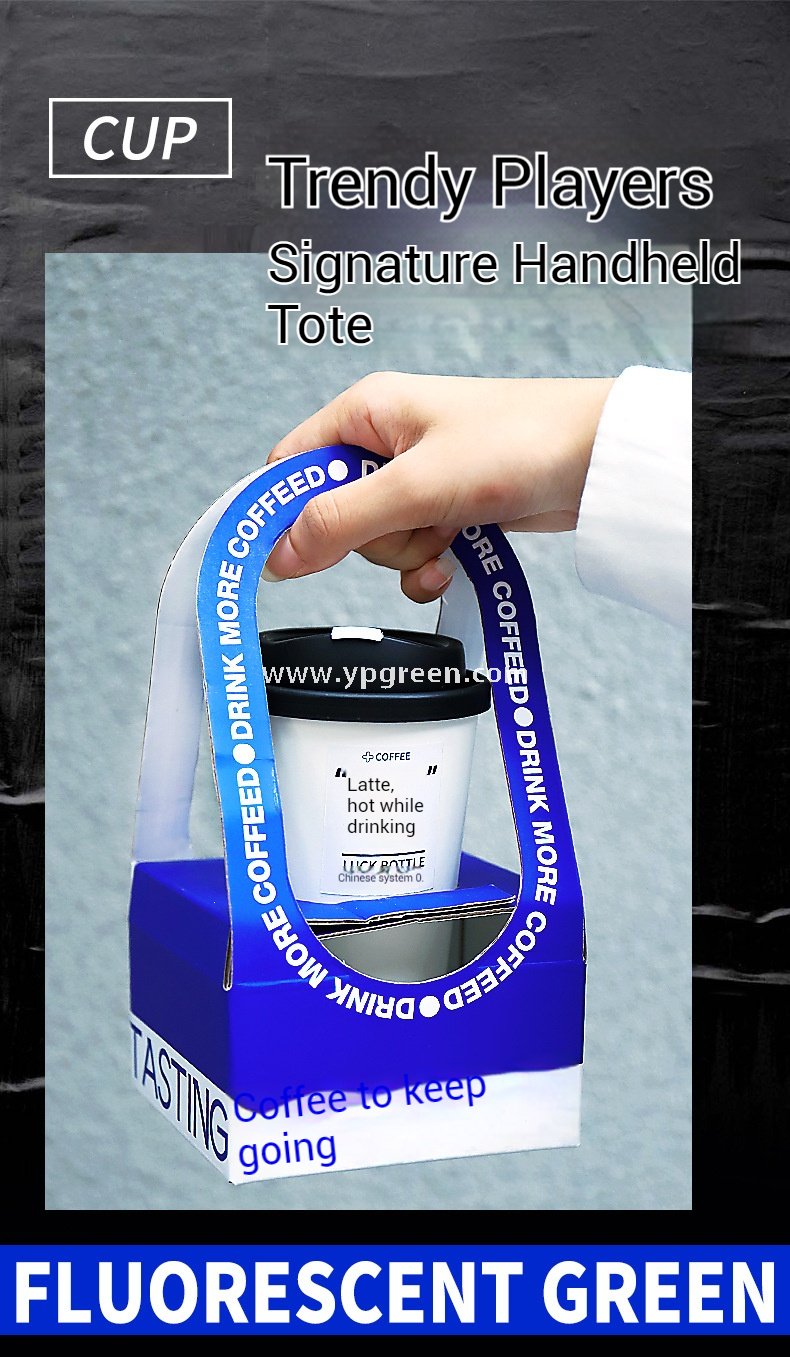 Disposable Kraft Corrugated Cup Carrier | Blue & Red Options Coffee & Milk Tea Takeaway Bag | Single, Double, Four-Cup Holder Base