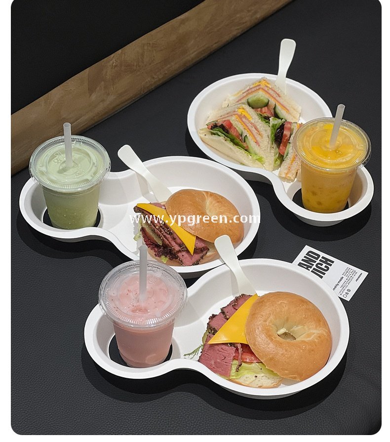 Eco Pulp Brunch Tray for Street Food Burger Coffee Drinks Takeaway Citywalk Lifestyle