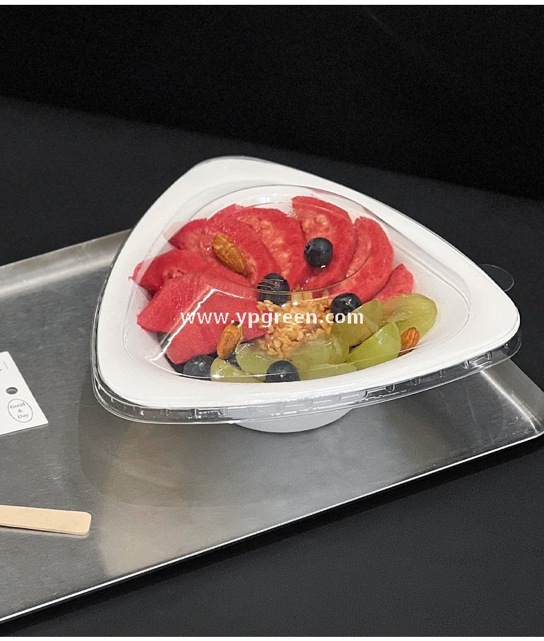 400ml Biodegradable Triangle Pulp Dessert Bowl Disposable Eco-Friendly Ice Cream Salad Yogurt Container