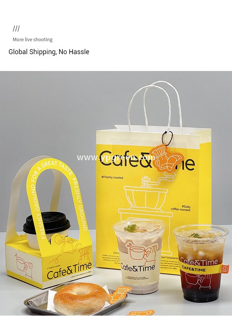 Hot & Cold Drink Cup Set | 330ml Yellow Tactile Paper Cup + 500ml PET Clear Cup