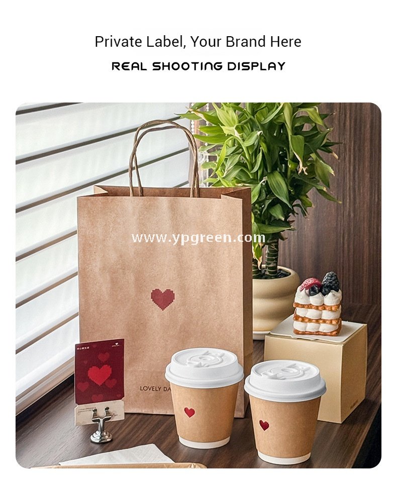 Eco Kraft Coffee Cup 280ml | Heart Gold Stamping Disposable Paper Cup Factory