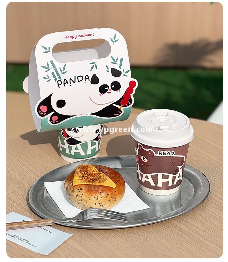 330ml Panda & Bear Hollow Paper Cup | Cute Coffee & Milk Tea Packaging