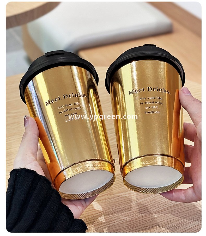 Black & Gold Hot Stamped Tea Cup | Double-Layer Cardboard Coffee Cup | Premium Disposable Packaging