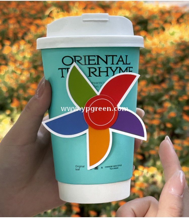 Trendy Creative Pinwheel Cup Sleeve | Sunflower & Kite Rotating Cup Holder | Cute Design for Coffee, Milk Tea & Lemon Tea