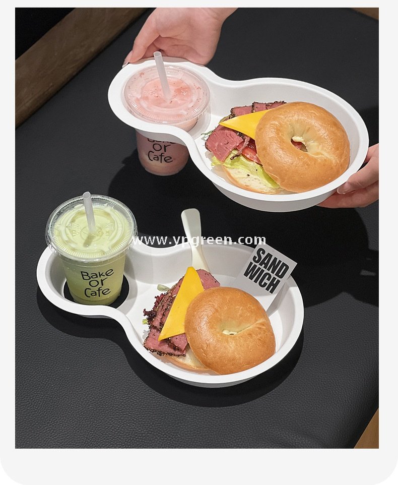 Eco Pulp Brunch Tray for Street Food Burger Coffee Drinks Takeaway Citywalk Lifestyle