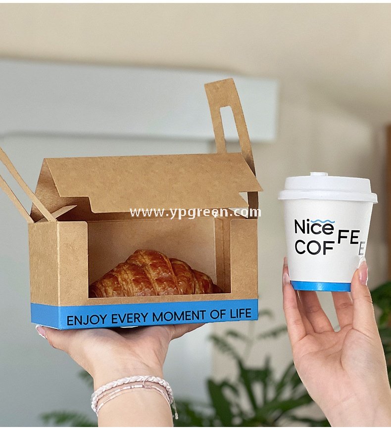 400ml 8oz Double-Laminated Coffee Paper Cup + Original DuPont Handbag + Kraft Paper Box + Laminated Triangle Bag