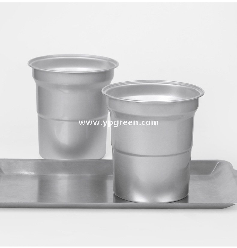 280ml 500ml Silver Brushed Aluminum Coffee Cups – 98x103x72mm Food Grade Lined Hot & Cold Drink Cups Wholesale
