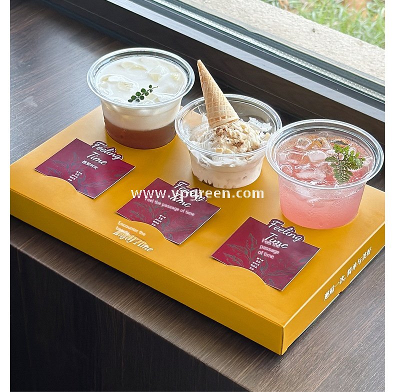 Yellow Creative Paper Cup Tray | 3-Cup Coffee & Milk Tea Holder with Card Slot - Wholesale Prices, Factory Direct