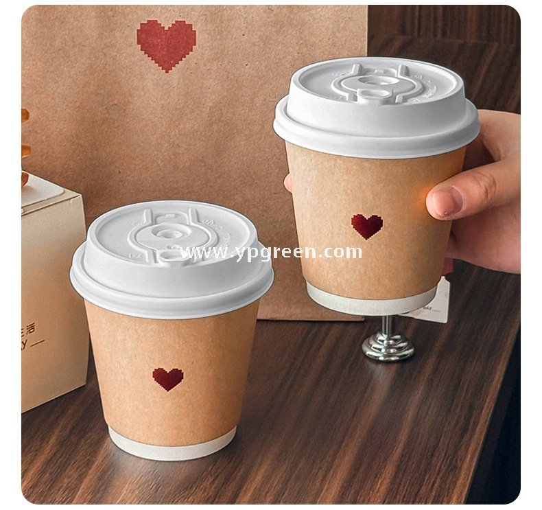 Eco Kraft Coffee Cup 280ml | Heart Gold Stamping Disposable Paper Cup Factory