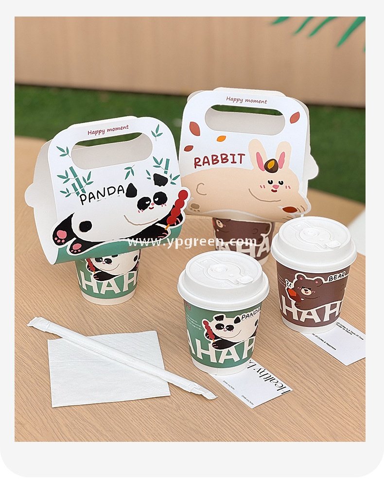 330ml Panda & Bear Hollow Paper Cup | Cute Coffee & Milk Tea Packaging