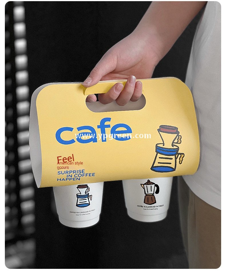 12oz PET Clear Cup + White Utensils Coffee Paper Cup | Flat Oil-Proof Back-Sealed Bag & Single/Double Cup Carrier