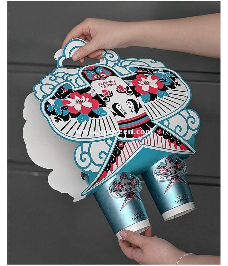 Silver Card Embossed Paper Cup | Tearable 3D Semi-Cut Sleeve with Butterfly & Blue Kite Design | Double-Laminated Hot & Cold Cup