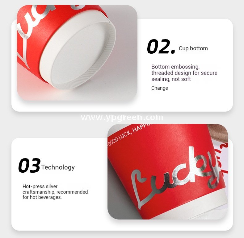 10oz Red Hot Stamping Silver Hollow Paper Cup | 330ml Disposable Coffee Cup | Double Wall Insulated Takeaway Cup
