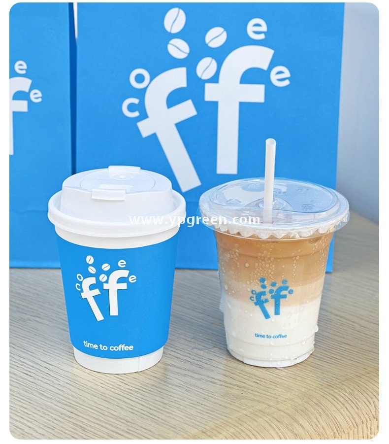 12oz 380ml Light Blue Hollow Coffee Paper Cup + Coffee Hand-Carry Tyvek Bag | Insulated Disposable Cup Set