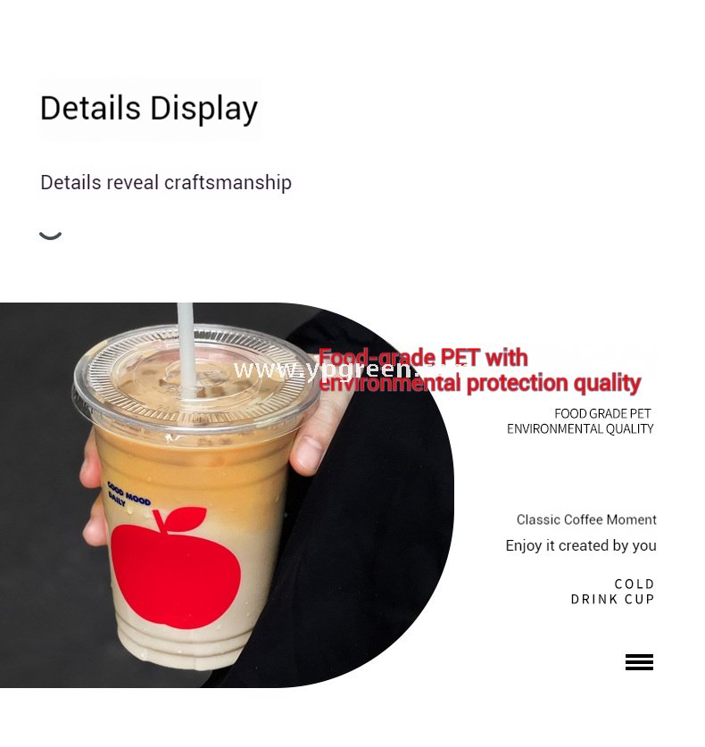 16oz Apple Pattern Clear Cup |  500ml Disposable Transparent Cup for Juice, Coffee, Milk Tea & Cold Drinks