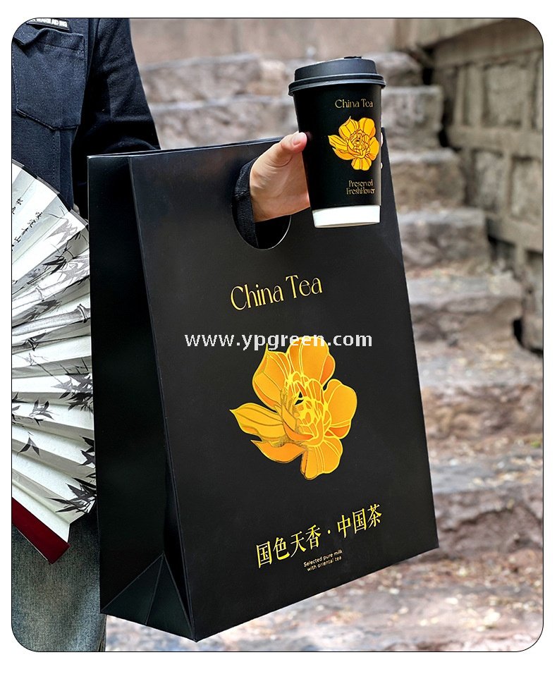 Disposable Tea Drink Paper Cup | Gold Stamping Chinese Style Design | Thickened Double-Laminated Hot & Cold Cup with Custom Logo Printing