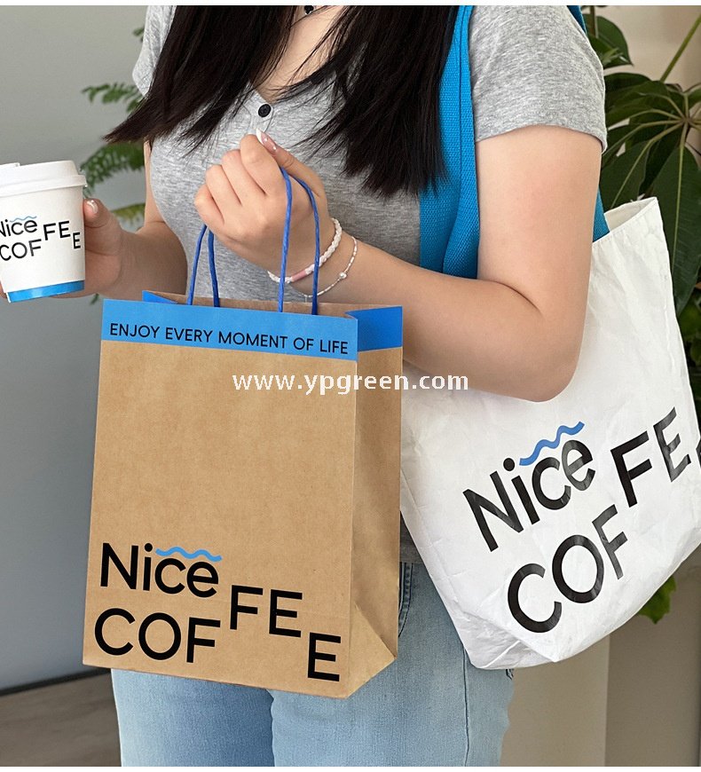 400ml 8oz Double-Laminated Coffee Paper Cup + Original DuPont Handbag + Kraft Paper Box + Laminated Triangle Bag