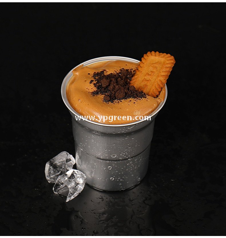 280ml 500ml Silver Brushed Aluminum Coffee Cups – 98x103x72mm Food Grade Lined Hot & Cold Drink Cups Wholesale