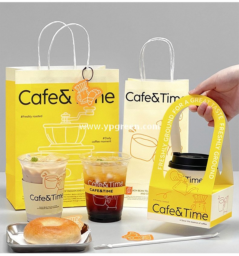 Hot & Cold Drink Cup Set | 330ml Yellow Tactile Paper Cup + 500ml PET Clear Cup