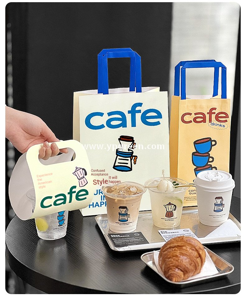 12oz PET Clear Cup + White Utensils Coffee Paper Cup | Flat Oil-Proof Back-Sealed Bag & Single/Double Cup Carrier