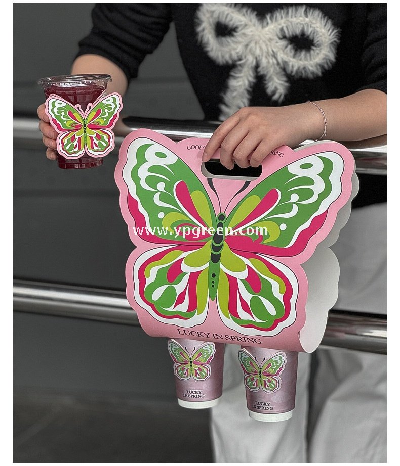 Silver Card Embossed Paper Cup | Tearable 3D Semi-Cut Sleeve with Butterfly & Blue Kite Design | Double-Laminated Hot & Cold Cup