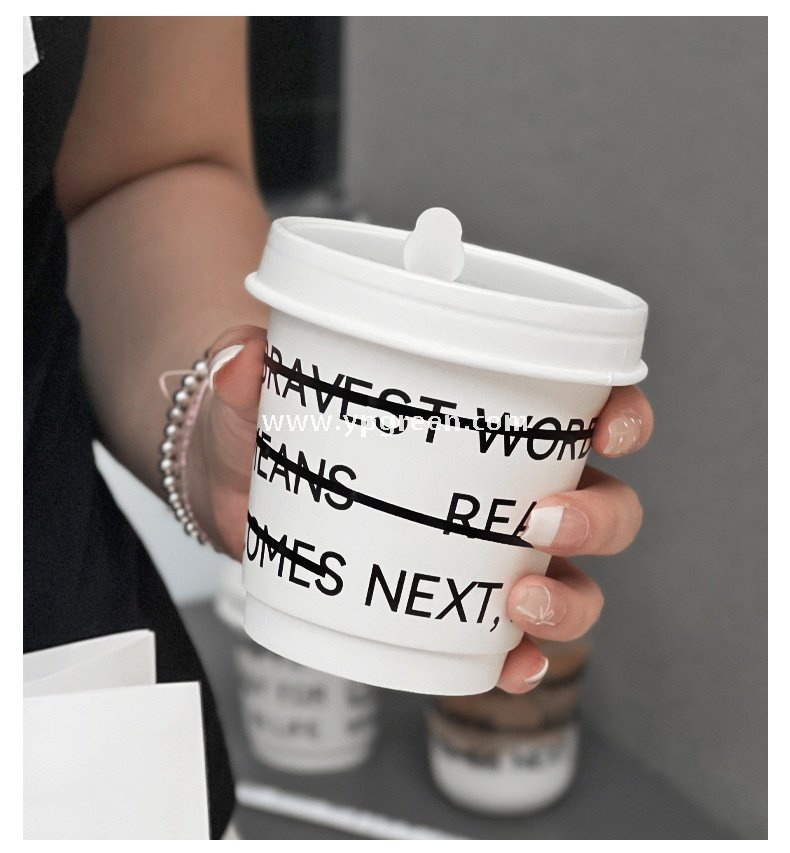330ml 400ml Creative Typography Design Coffee Paper Cup | Double PE Hot & Cold Cup | Cold Foil Black Printing