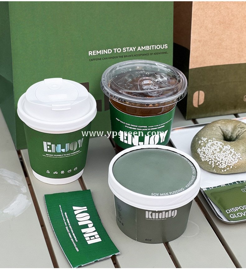 10oz 14oz Silver Foil Stamped Paper Cups 400ml Hot Stamping Disposable Milk Tea Coffee Cups with Lids Wholesale