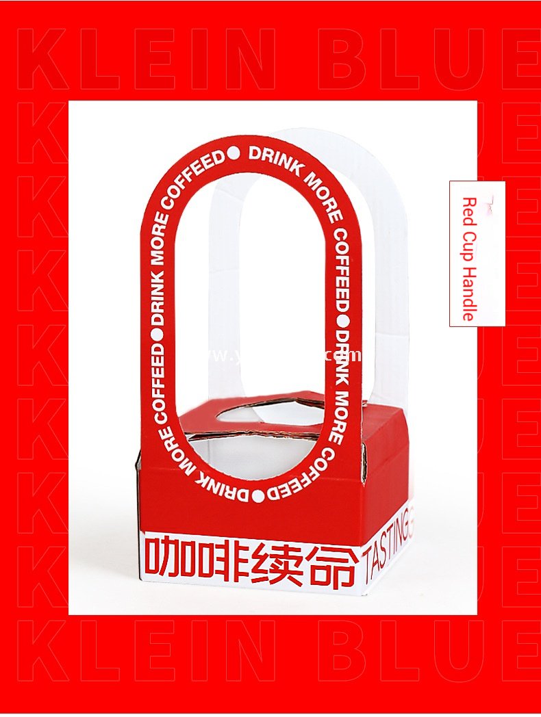 Disposable Kraft Corrugated Cup Carrier | Blue & Red Options Coffee & Milk Tea Takeaway Bag | Single, Double, Four-Cup Holder Base
