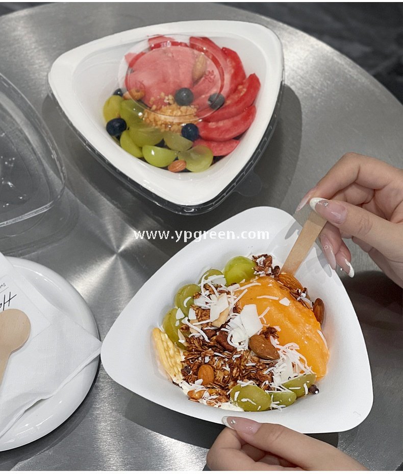 400ml Biodegradable Triangle Pulp Dessert Bowl Disposable Eco-Friendly Ice Cream Salad Yogurt Container