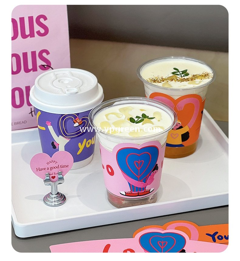 330ml Valentine’s Day Coffee Cup | Food-Grade Paper Cup with Romantic Touch Film & Double Coating