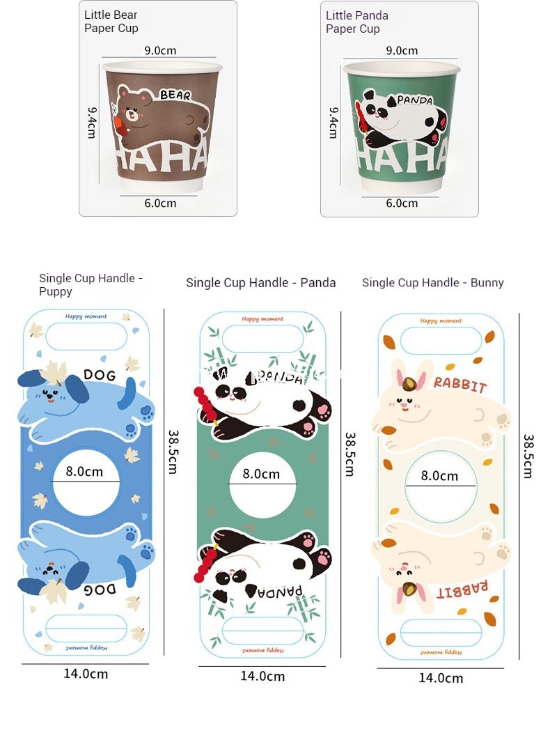 330ml Panda & Bear Hollow Paper Cup | Cute Coffee & Milk Tea Packaging