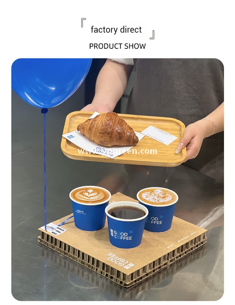 UV-Printed Hollow Paper Cup 9x6x8.5cm | Corrugated Cup Holder + Insulated Bag + PLA Straw
