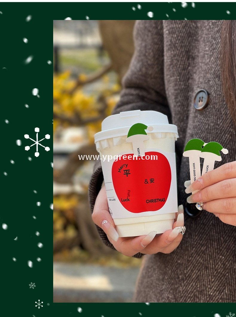 400ml 500ml White Hollow Coffee Cup with Customized Christmas Sleeves – 12oz 16oz Disposable Paper Cup Manufacturer