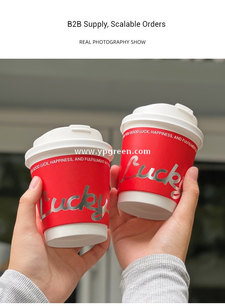 10oz Red Hot Stamping Silver Hollow Paper Cup | 330ml Disposable Coffee Cup | Double Wall Insulated Takeaway Cup