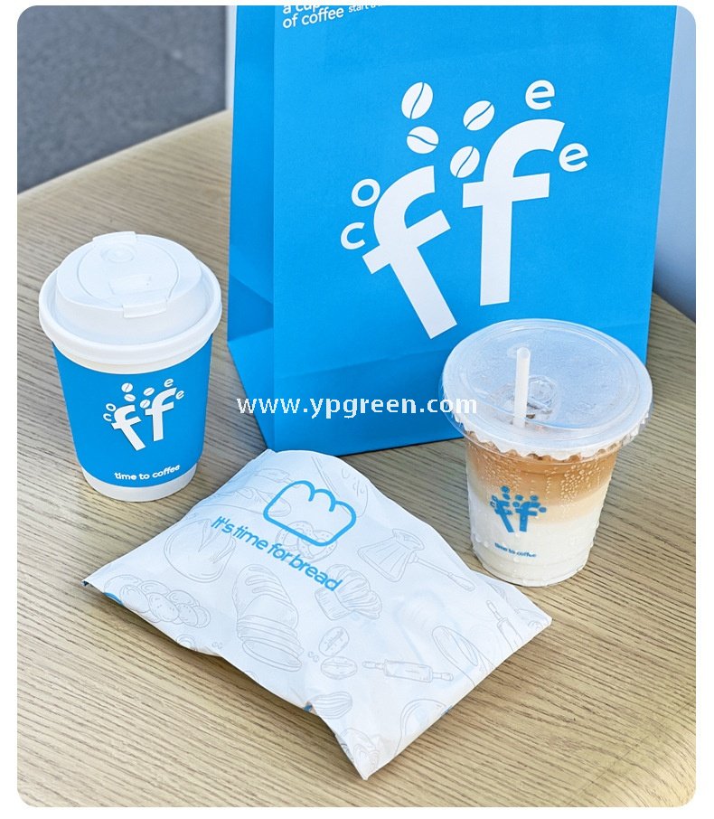 12oz 380ml Light Blue Hollow Coffee Paper Cup + Coffee Hand-Carry Tyvek Bag | Insulated Disposable Cup Set